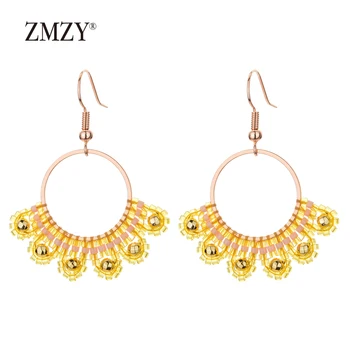 

ZMZY Bohemian Drop Earrings For Women Colorful Rainbow Miyuki Beads Handmade Ethnic Earrings Summer Jewelry