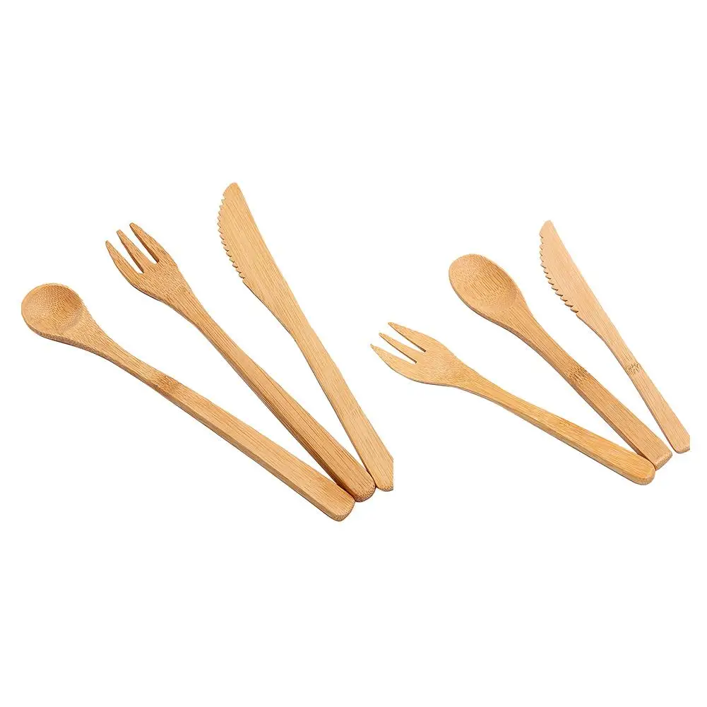 

3pcs/set Straw Kitchen Utensil With Cloth Bag Eco-friendly Travel Reusable Portable Bamboo Cutlery Set Spoon Fork Chopsticks