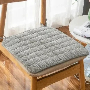 Simple Style Soft Corduroy Chair Cushion Solid Color Tied Rope Square Seat Pads Home Office Kitchen Decor Non-slip Chair Cushion 