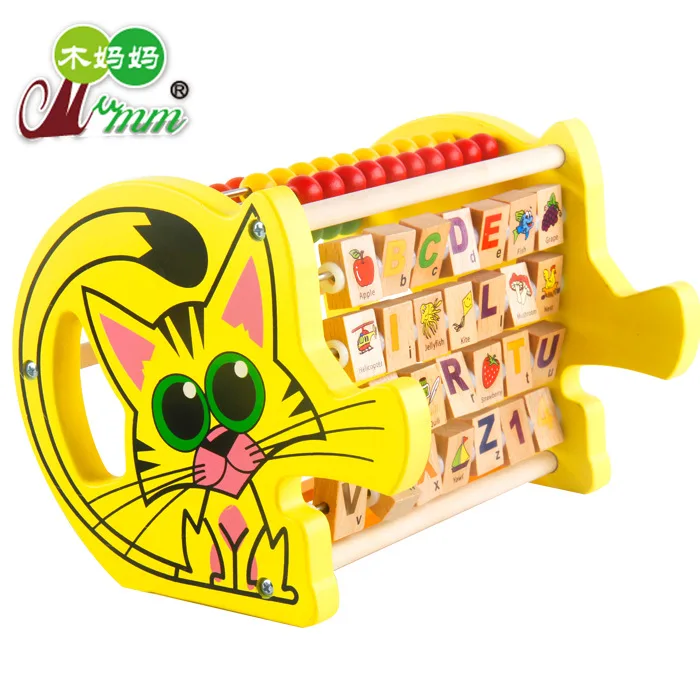 

New Products Wood Mom Kitten Combination xue xi jia Calculation Frame Multi-functional Abacus Calculation Wooden Educational Toy