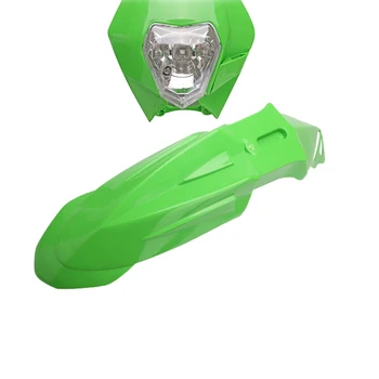 

Motocycle Front Fender Mudguard & Headlight Head Lamp Light For KAWASAKI KX125 KX250 KX250F KX450F KLX450R KLX150 Dirt Bike