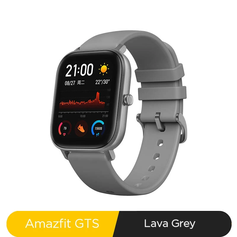 Lava Grey Глобальная версия, Новые смарт-часы Amazfit GTS, 5 АТМ, водонепроницаемые, для плавания, умные часы, 14 дней, батарея, управление музыкой, для телефона Xiaomi IOS - Цвет: Lava Grey