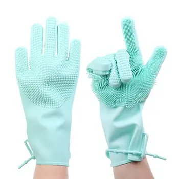 

Magic Silicone Scrubbing Gloves, Scrub Cleaning Gloves with Scrubber for Dishwashing and Pet Grooming