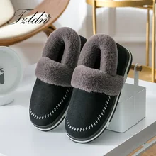 TZLDN/зимняя мужская обувь; пара хлопковых тапочек; мужские сумки для ношения дома и улицы; нескользящая Теплая Обувь Из Толстой замши с мехом и плюшем