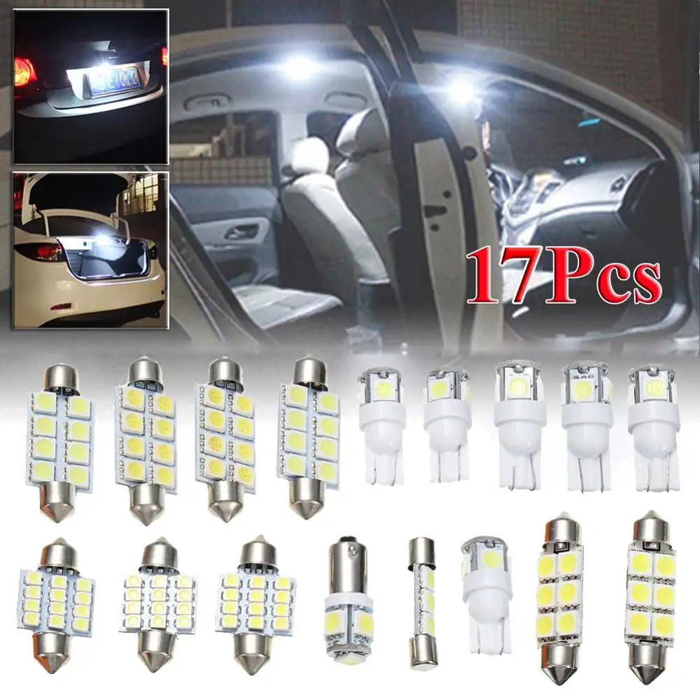 

17pcs Car Light W5W T10 LED 192 501 Tail Side Bulb 3030 SMD Marker Lamp WY5WCanbus Auto Styling Wedge Parking Dome Light DC 12V