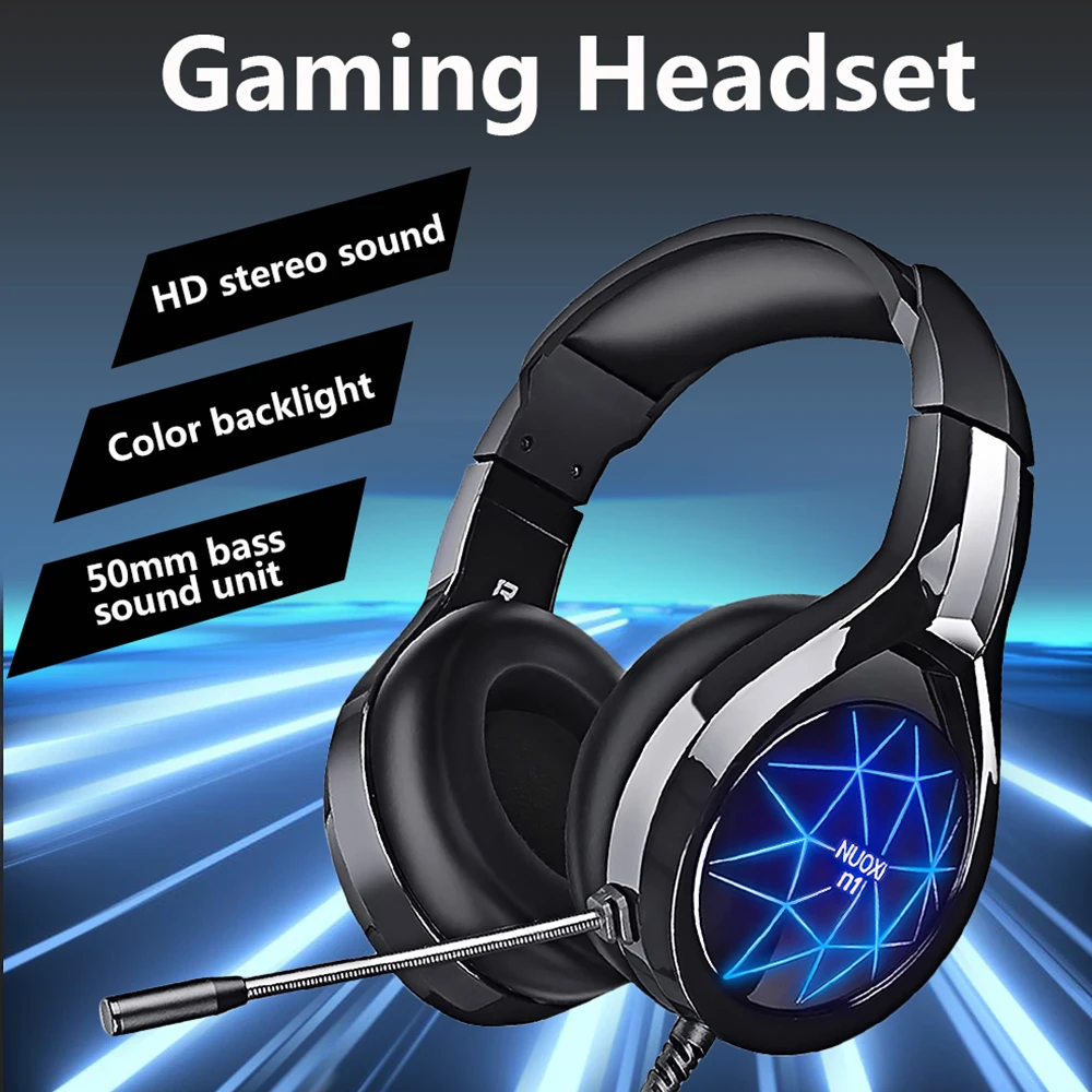 Herní sluchátka s mikrofonem s prostorovým zvukem, stereofonní herní sluchátka s kabelovou helmou s HD mikrofonem pro hráče, Xbox One, PS4, PC, notebook_voghion.com