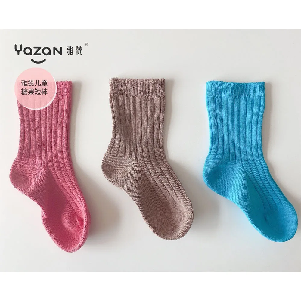 YAZAN/детские носки однотонные ярких цветов для мальчиков и девочек спортивные 6