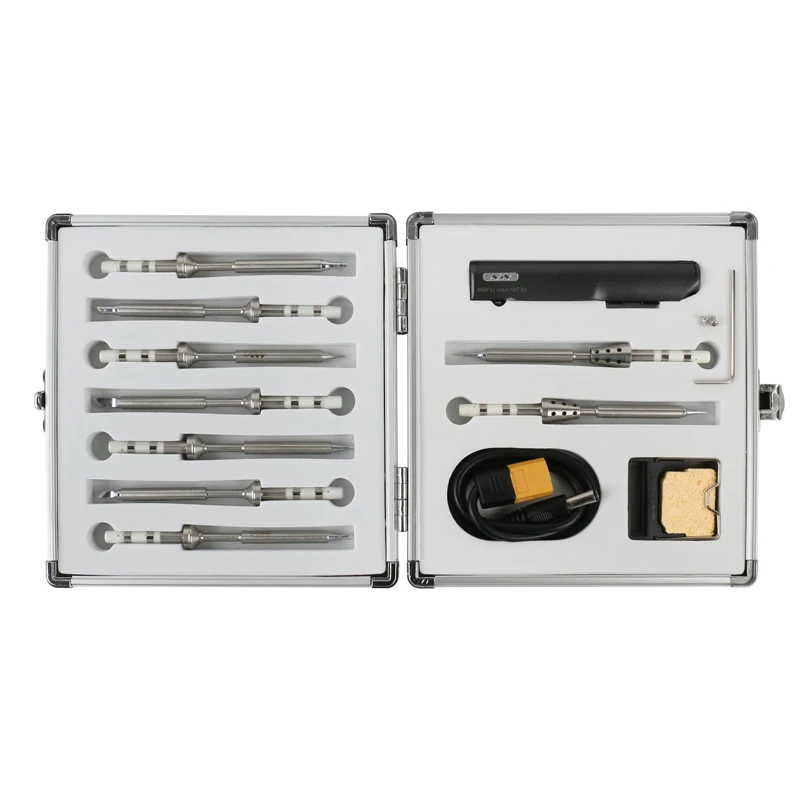 12 In 1 Kit TS100 Mini Programmable Soldering Iron With 9 Pcs Tips T Stand Cable Aluminium Package