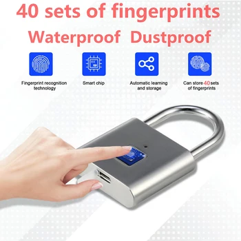 

Security Keyless USB Rechargeable Door Lock Fingerprint Smart Padlock Quick Unlock Zinc Alloy Precision Security Smart Padlock