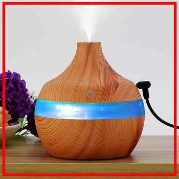

Mini Wood Gra Air Humidifiers Aromatherapy Ultrasonic Humidifier Diffuser USB Color Changing LED