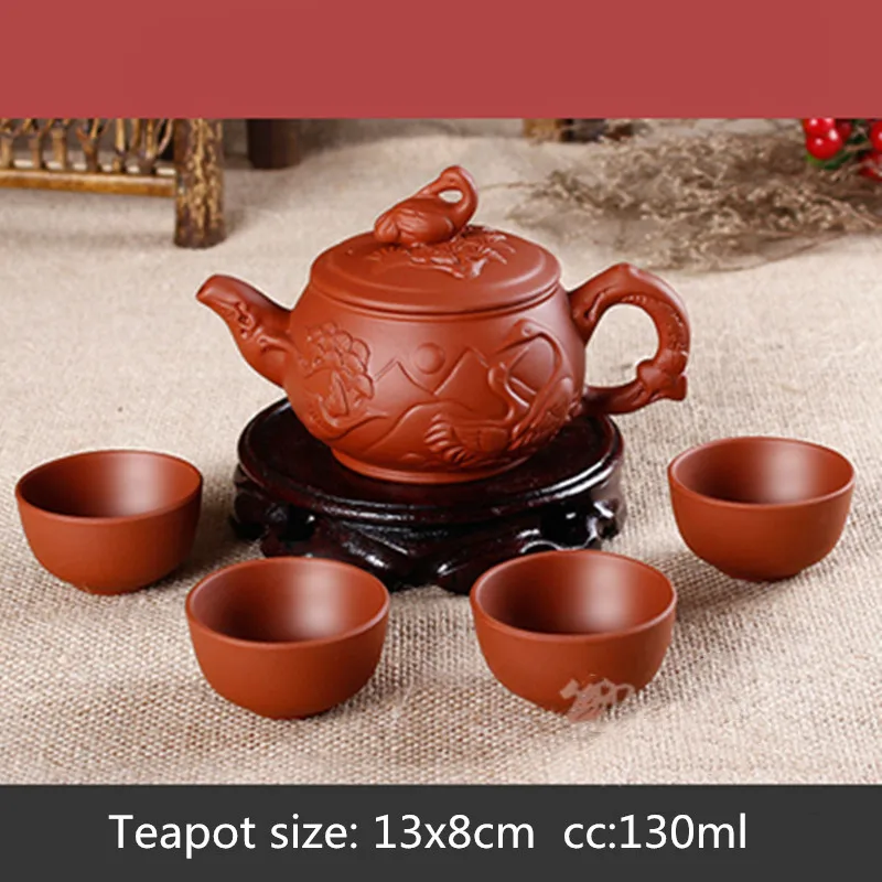 Лидер продаж yixing фиолетовый песок чайный набор кунг-фу Путешествия Портативный чайный набор один горшок из четырех чашек чайный костюм китайский чай церемония поставки - Цвет: One pot of four cups