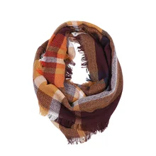 Модный бесконечный шарф осенний женский мужской клетчатый шарф Повседневный трикотажный Зимний Шарф мягкая кисточка для взрослых кашемир Bufandas Hombre