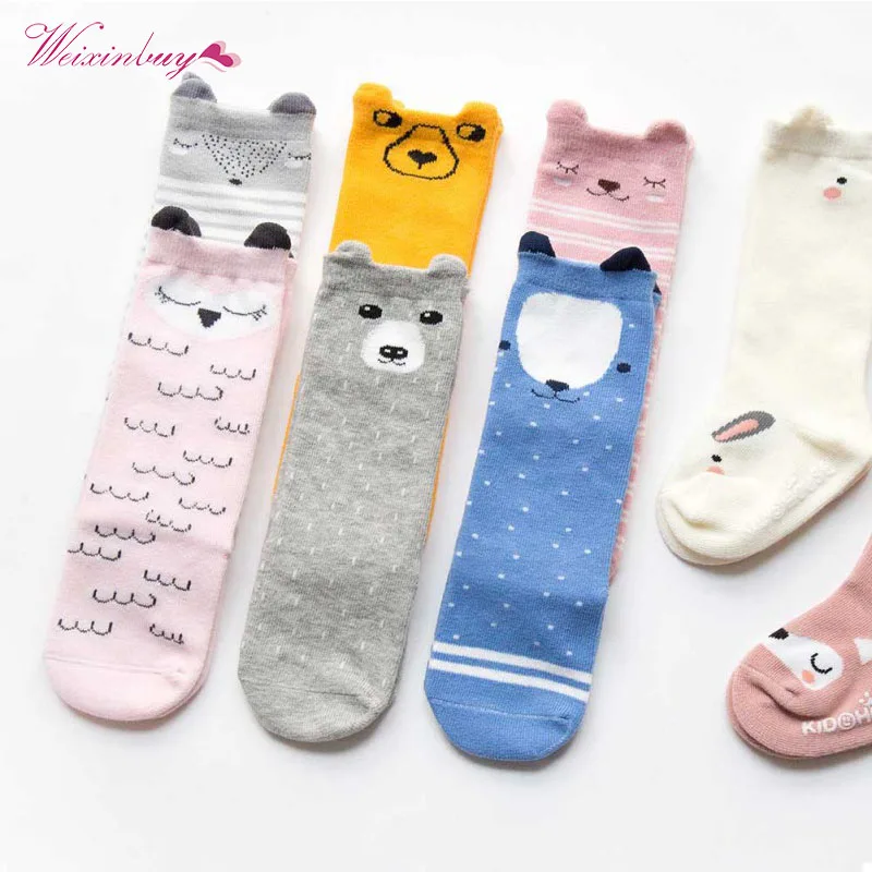 

Spring Autumn Children Socks Cotton Print Fox Baby Girls Knee Socks Fashion Cartoon Bear Dancing Socks