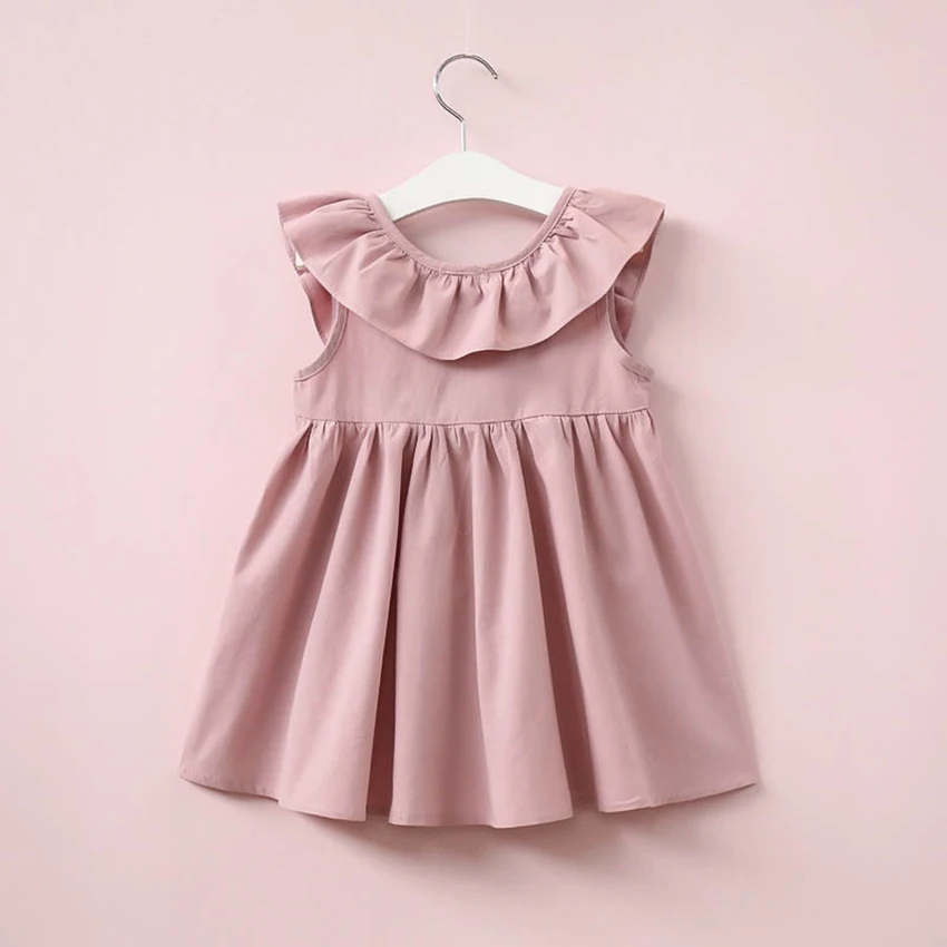 European and American style summer children's clothing new children's girls bow pleated open-back dress Open back