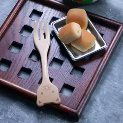 Dessert Spoon Food Grade Natural BPA Free Cartoon Children Stirring Spoon Baby Fork Cutlery Children Spoon for Home