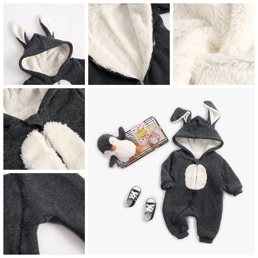 Sanlutoz Warm Winter Baby Rompers Toddler Kids Jumpsuits Clothing Cute Animal Hooded