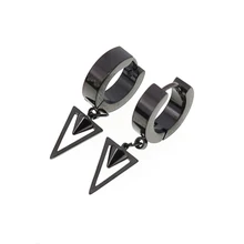 Stainless Steel Triangle Hinged Huggie Hoop Earrings Cone Spike Pierced Earrings Triangle Drop Dangle Earrings for Men Women