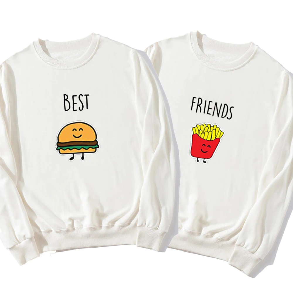 

Best Friends French Fry Hoodies Funny Cartoon Print Sweatshirt Couple Hoodies 2020 Spring Lady Clothes Casual Pullover Tracksuit