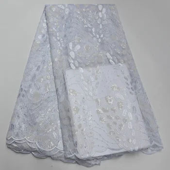 

2020 High Quality African French Lace Fabric For Wedding Latest Nigerian Lace Fabric Sequins Embroidery Organza Lace Fabric TV-6