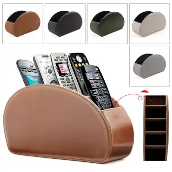 

PU Leather Storage Box Multifunctional Desk Organizer Box Black Solid Color Simple Style Home Office Remote Control Storage