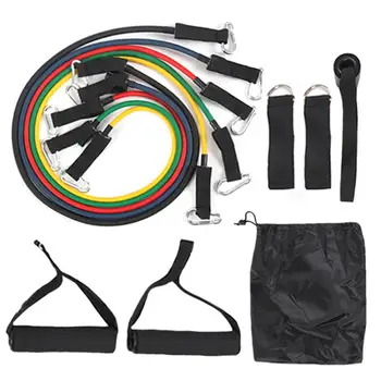 

11pcs/set Resistance Band TPE Elastic Pull Rope Home Gym Fitness Workout Sports Body Building Equipment Fitness Tools
