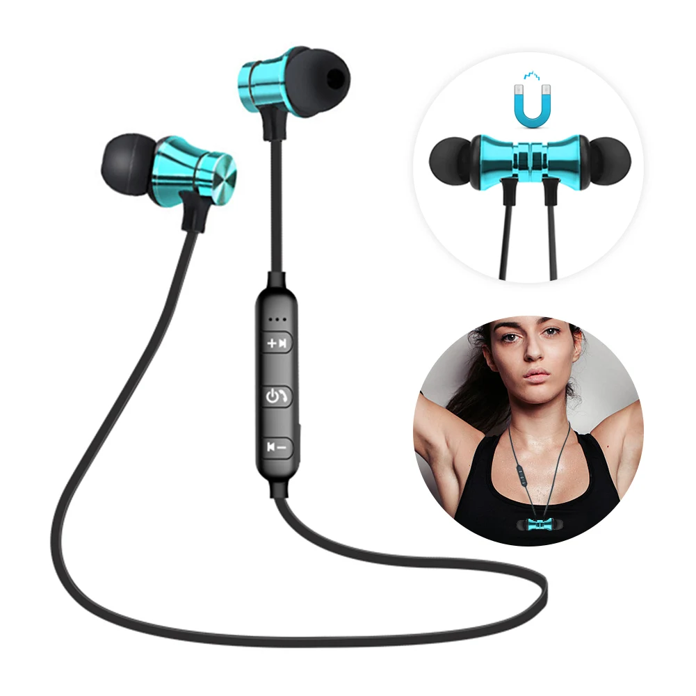 Magnetic Wireless bluetooth Earphone music headset Phone Neckband sport Earbuds Earphone with Mic For iPhone Samsung Xiaomi