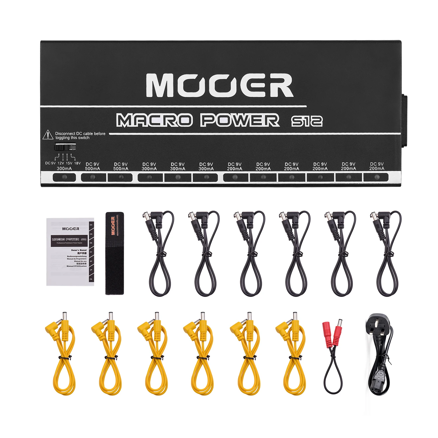 MOOER MACRO power S12 Электропитание для гитары 12 изолированных выходов постоянного тока 9 В/12 В/15 В/18 в металлический корпус