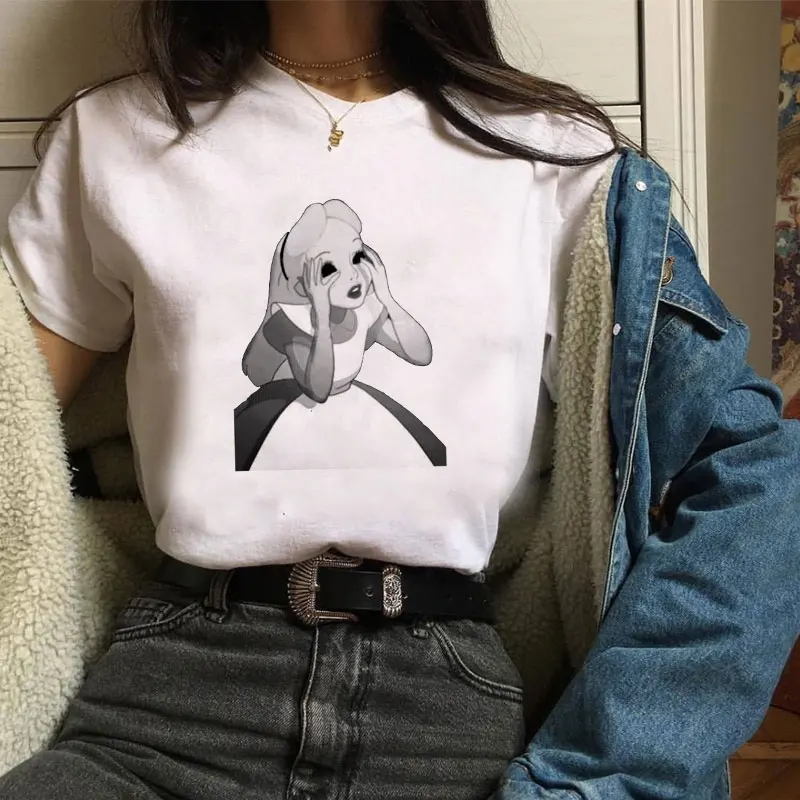Poleras Mujer De Moda летняя футболка женская принцесса принт Vogue Harajuku Эстетическая футболка плюс размер футболка camiseta Mujer