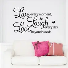Съемные стикеры с пословицами на стену DIY виниловая наклейка наклейки на стену любовь каждый момент, смеяться каждый день, жизнь за пределами слов