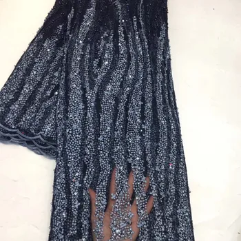 

2020 latest heavy industry high-quality bead tube sequin embroidery tulle lace fabric high-end banquet dress skirt design fabric