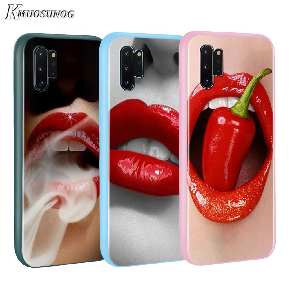 

Sexy Flaming Red Lips Baseus Candy Color Cover for Samsung Galaxy Note 10 9 8 S11 S10 S9 S8 S7 Plus Edge Phone Case