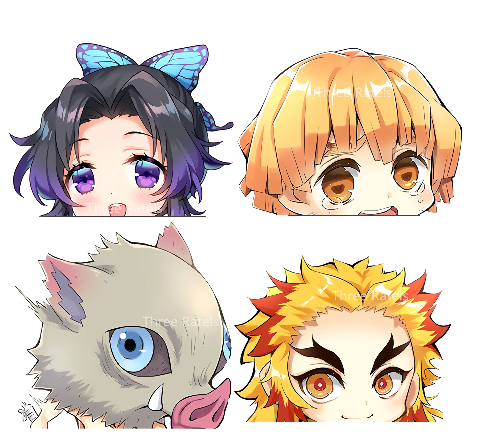 3D Забавный Chibi милый Rengoku Kyoujurou Kimetsu No Yaiba аниме Peeking наклейка на ноутбук автомобиль