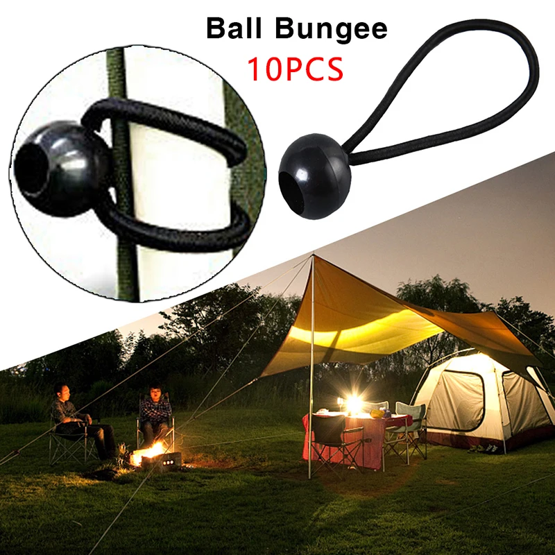 

2019 New Tarpaulins Tent Strap Bungee Elasticated Apparel Sewing Fabric Arts Crafts Sewing Black Balls Shock Cord Bungees 10 Pcs