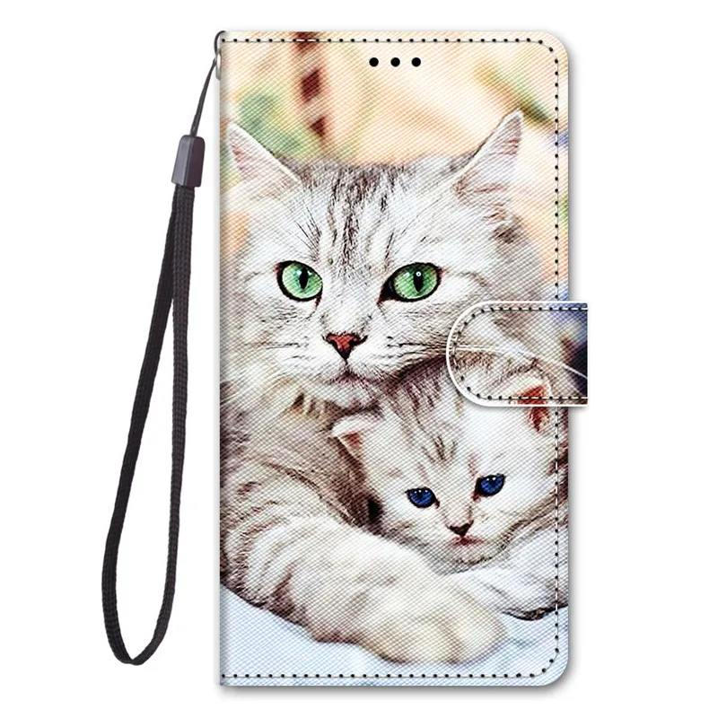 Cute Funny Painted Flip Leather Case on For Samsung Galaxy A20 A20s A20e A205 A207 A202 Card Slot Wallet Animal Pattern Cover kawaii phone case samsung Cases For Samsung