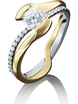 

Yuz platinum ring with Swarovski crystals made of combined gold