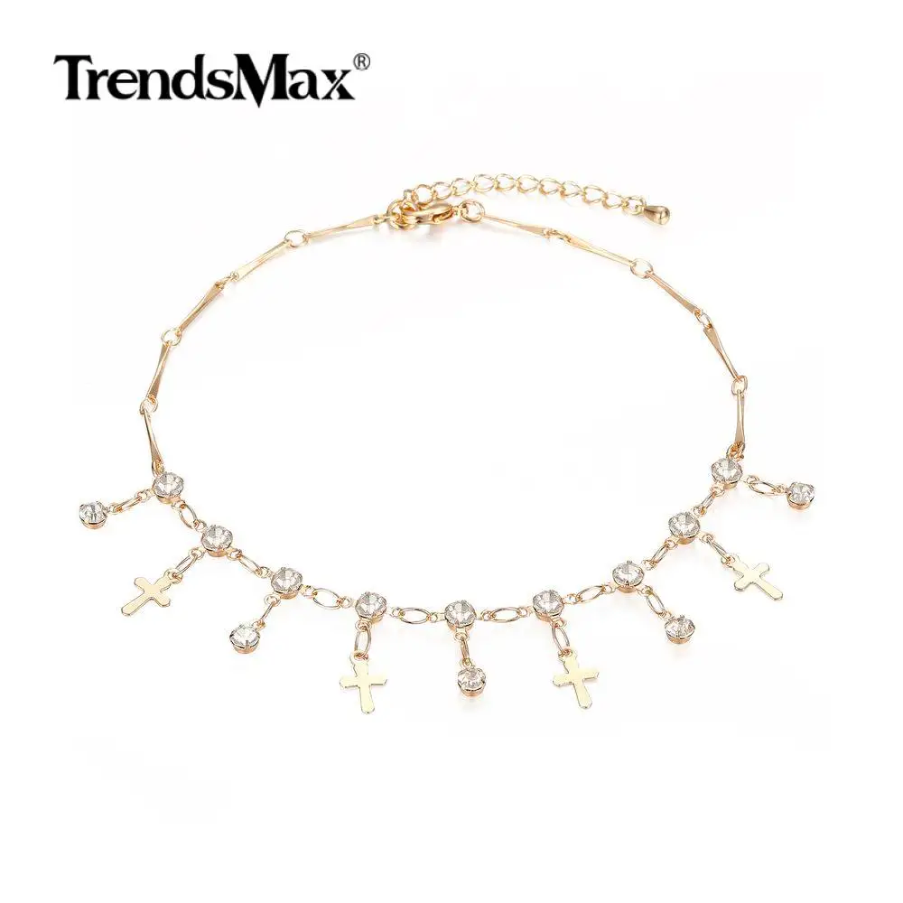 Модная цепочка из розового золота 585 пробы с кубическим цирконием ювелирные