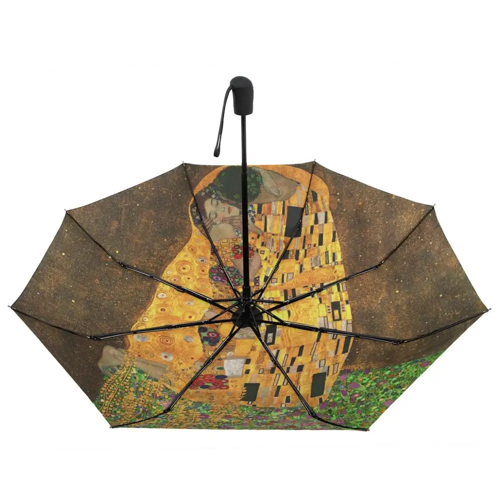 Gustav Klimt Oil Painting Umbrella Parasol Rain Sun Protection Women Automatic Umbrella Three Folding Portable Outdoor
