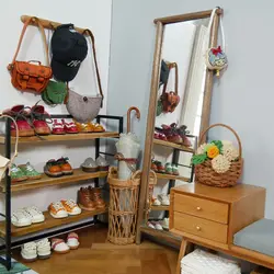 1/12 Scale Miniature Dollhouse Dressing Mirror Wood Full-length Mirror for Blyth OB11 1/6 BJD Doll House Furniture Accessories