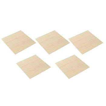 

5 Pcs Sushi Making Rolling Mat Natural Bamboo 9.5 Inch X9.5 Inch,Reusable Sushi Mold Sushi Roller