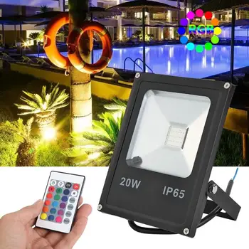 

Waterproof LED Spotlight Floodlight Remote COB 20W RGB Outdoor Garden Lamps