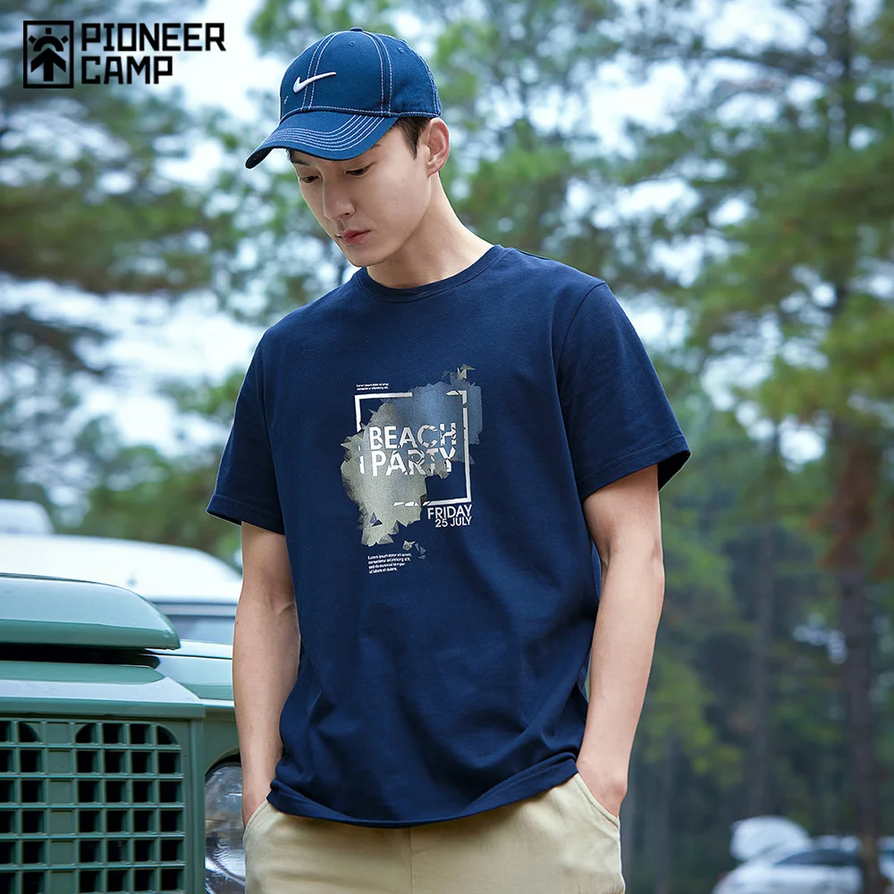 

Pioneer Camp Fashion Print T-shirts Men 100% Cotton Loose Casual Men's Summer Clothing Tops ATK01130719