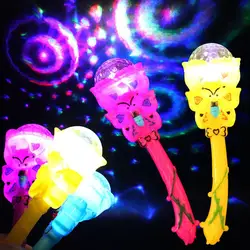 Crianças brilhante luminosa vara mágica haste de projeção varinha piscando estrela led up light crianças brinquedo para festa led suprimentos