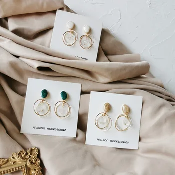 

Japanese Korean Non-mainstream Elegant Circle Oil Drop Ear Stud-Style Sense of Design Double Circle Crystal Earrings Online Cele