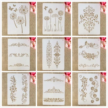 

9Pcs/Set A4 29*21cm Flowers Leaves Symbol DIY Layering Stencils Painting Scrapbook Coloring Embossing Album Decorative Template