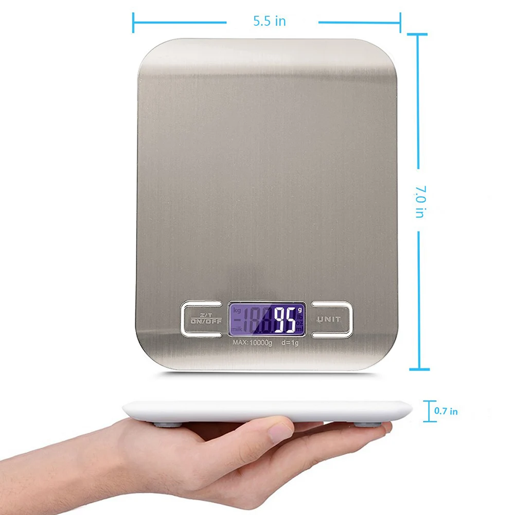 Принимает массу весом до 5 кг/1 г 10 кг/1 г ЖК-дисплей цифровой Кухня Многофункциональные весы для взвешивания пищевых продуктов с чашей