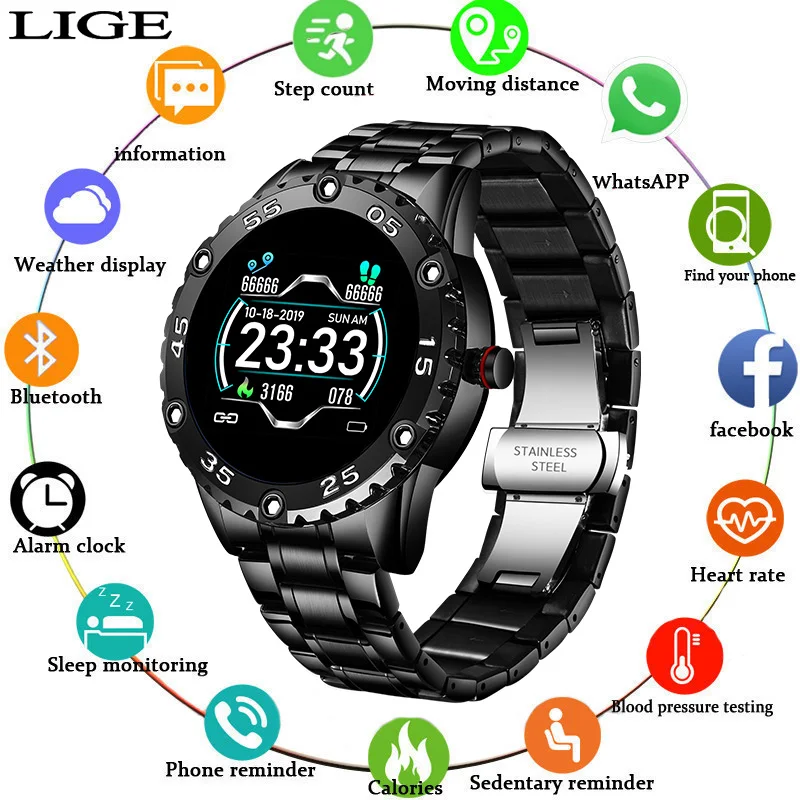 

2020Men's Smart Watch Exercise Heart Rate Monitoring Smartwatch Waterproof Fitness Tracker Sports Smart Watch Men for Android iO