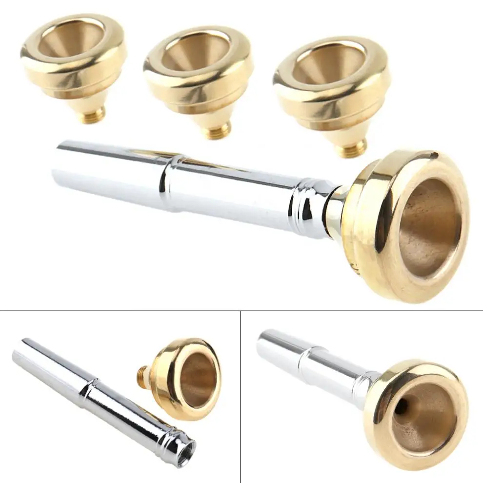 5pcs/set Trumpet Mouthpiece Set 3C 2C 2B 3B with Gold Plating 7# Heads and 4 Cups for | Спорт и развлечения