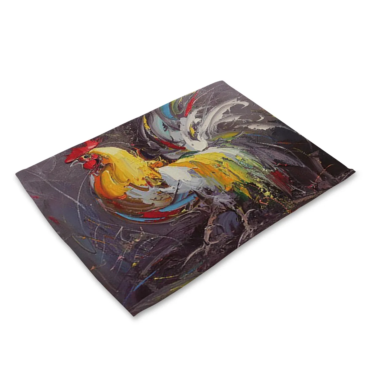 Картина маслом с изображением животного петуха льняные салфетки для кухонного стола подставки для напитков американский кантри дизайнерские вечерние украшения - Цвет: Oil Painting Cock 04