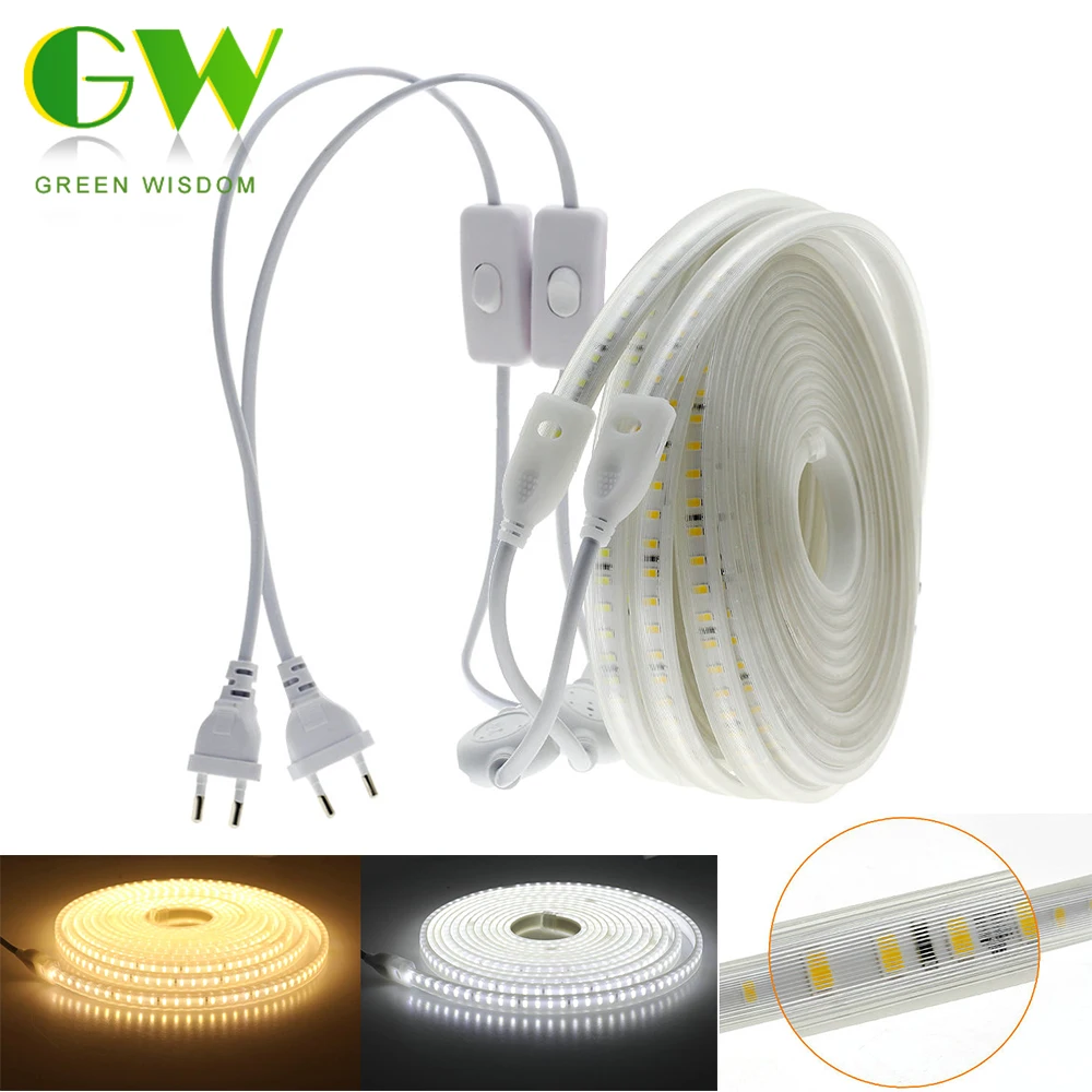 cheap 220V LED Strip 2835 Waterproof Flexible LED Light Tape High Safety High Brightness Soft LED Strip Lights for Outdoor Decoration