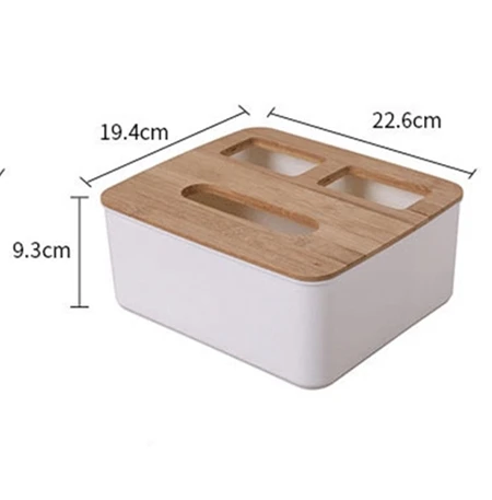 Новая пластиковая коробка для салфеток с бамбуковой крышкой, держатель для кухни, коробка для хранения, офисный, домашний, настольный органайзер, автомобильная коробка для салфеток с телефонной полкой - Цвет: Width 22.6 cm